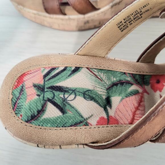 B.O.C. Cora Platform Wedge Sandals Cork Brown Tan Platform Comfort Open Toe 10 - Picture 8 of 9